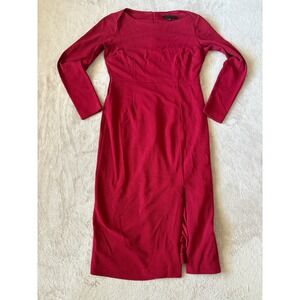 Forest‎ Lily Sheath Dress Long Sleeve Slit Career Party Red Size 6